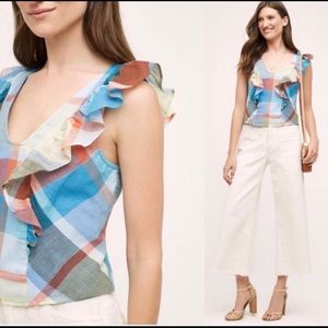 Anthropologie Maeve Drive-In Plaid Top